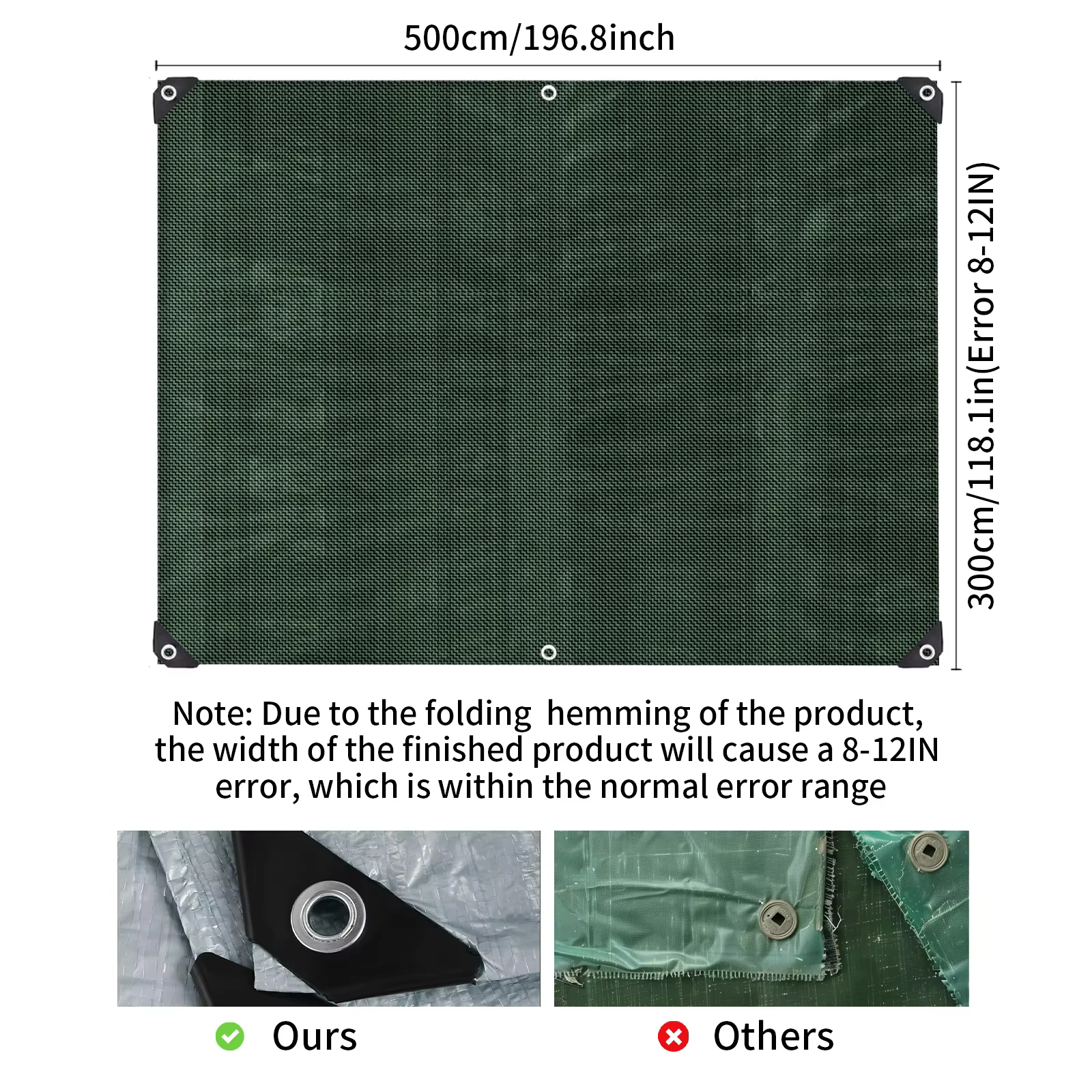 Bâche imperméable robuste avec œillets