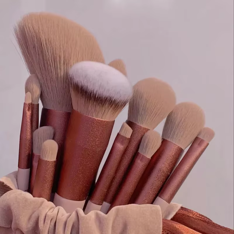 Ensemble de pinceaux de maquillage doux pour femmes, fard à barrage, fond de teint, pinceau cosmétique, fard à joues, beauté, sac à outils de maquillage, 13 pièces