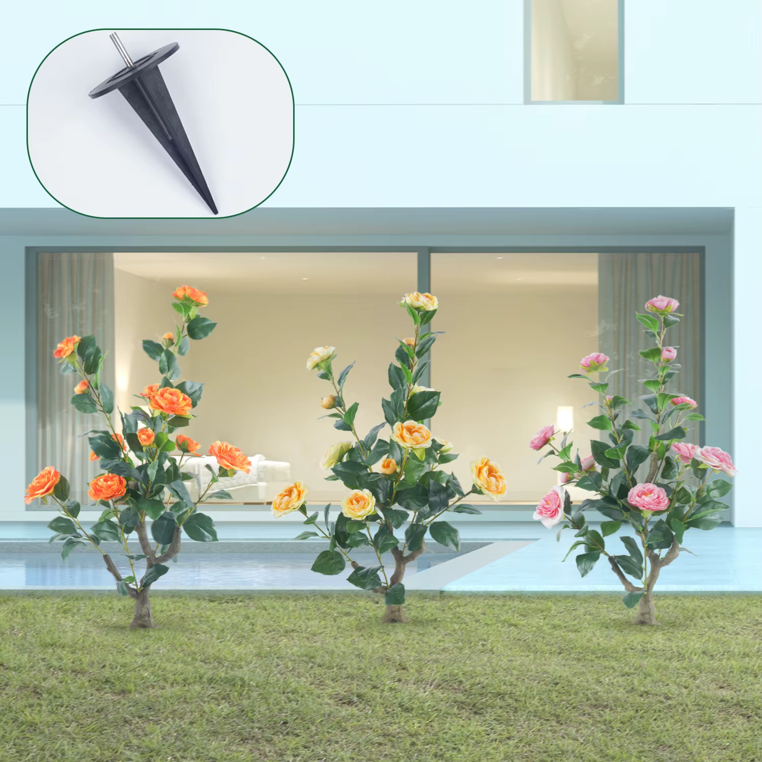 Arbre topiaire Camélia de 85 cm avec pot/support