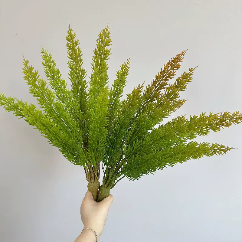 Lot de 3 plantes artificielles en plastique : Bouquet de plante verte simulation