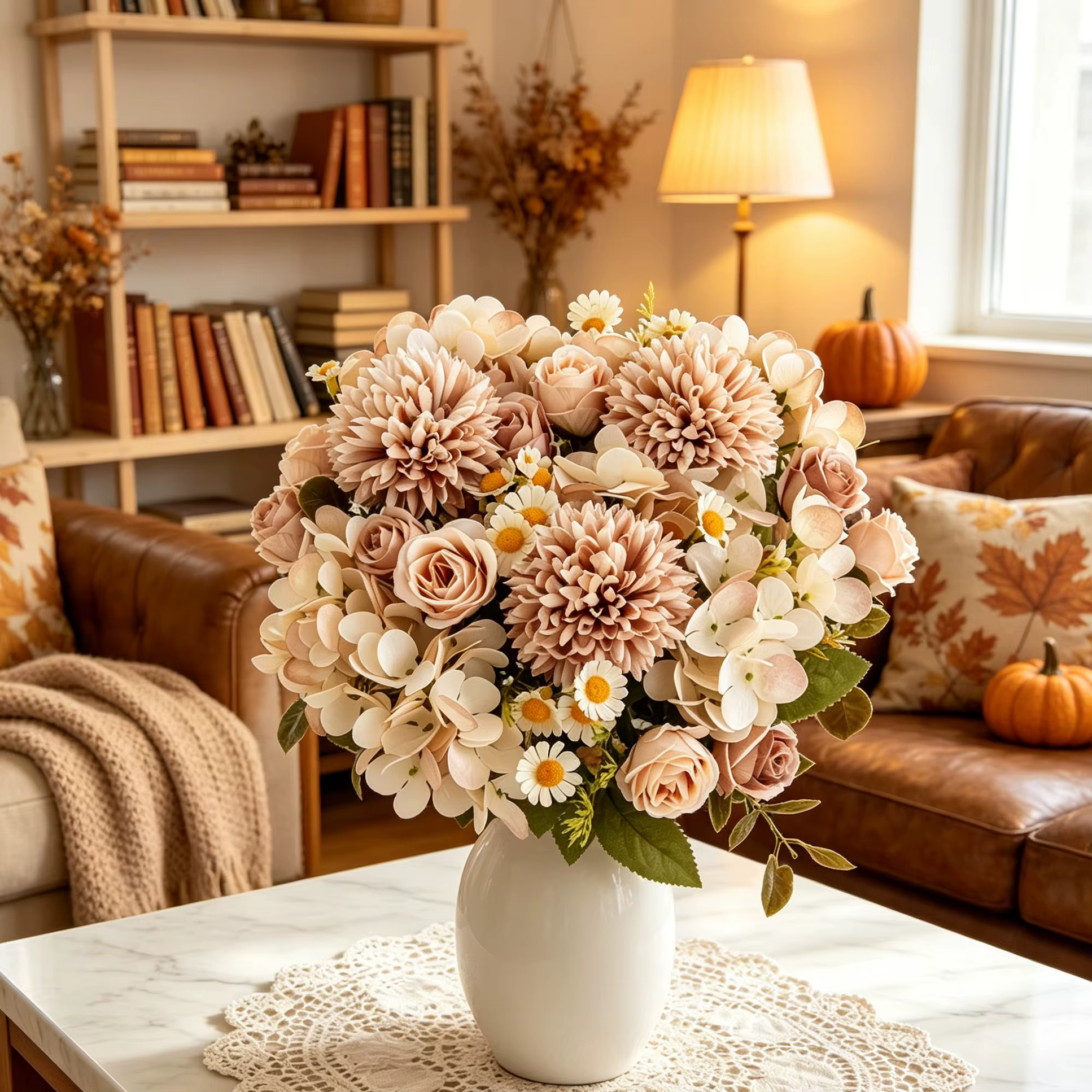 Fleurs Artificielles Camomille Combinées pour Décoration d'Intérieur