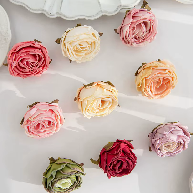 Fleur artificielle bord brûlé Rose mariage bouquet de mariée décor maison saint valentin extérieur jardin arc Festival fête couronne bricolage cadeau