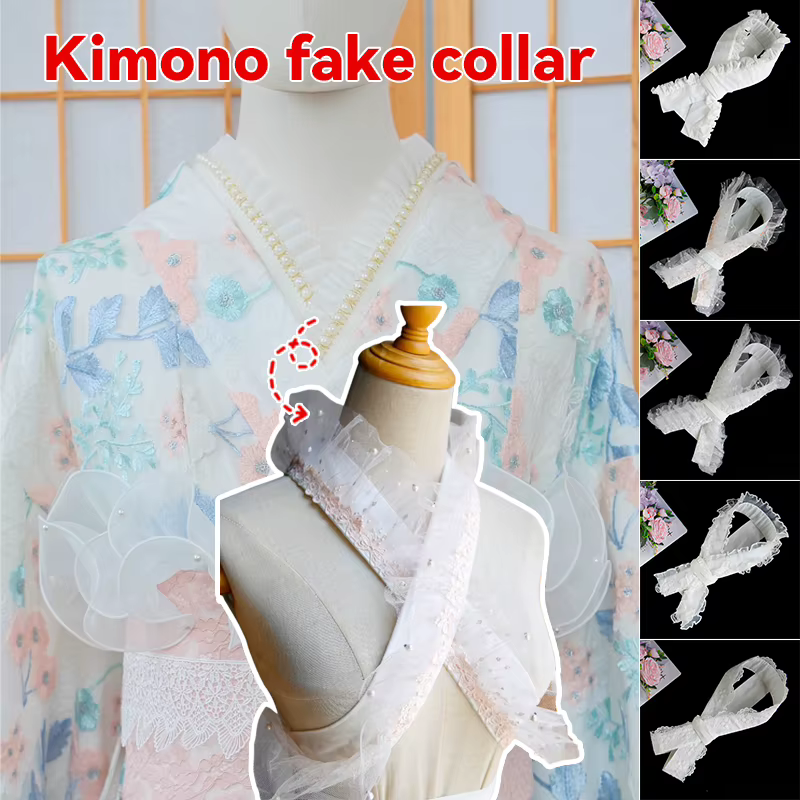 Kimono japonais Yukata, accessoires élégants en dentelle, faux col détachable, beauté Yukata, vêtements intérieurs, col de peignoir