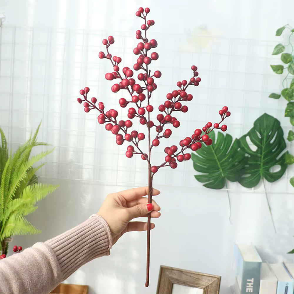 Décoration de Noël et du Nouvel An Bacca Home Decor : Faux fruit de la vigne rouge, fleur artificielle pour arbre de Noël