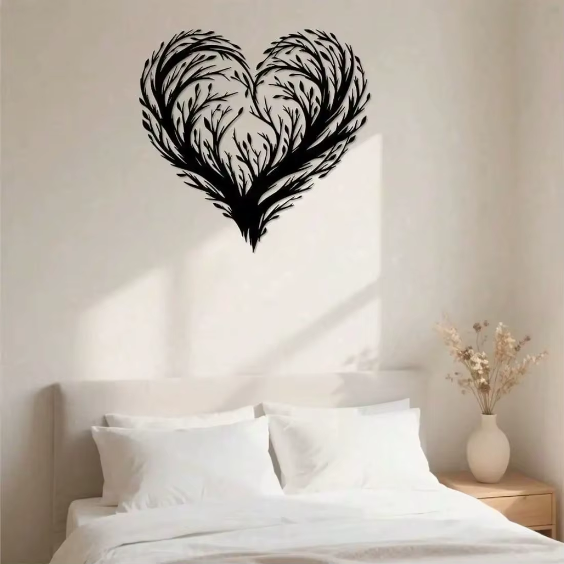 Décoration murale en métal en forme de feuille en forme de cœur