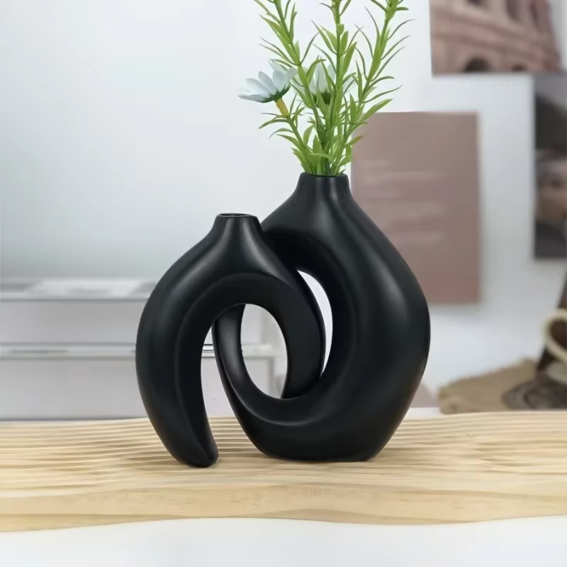 1 ensemble de vases à fleurs noirs nordiques