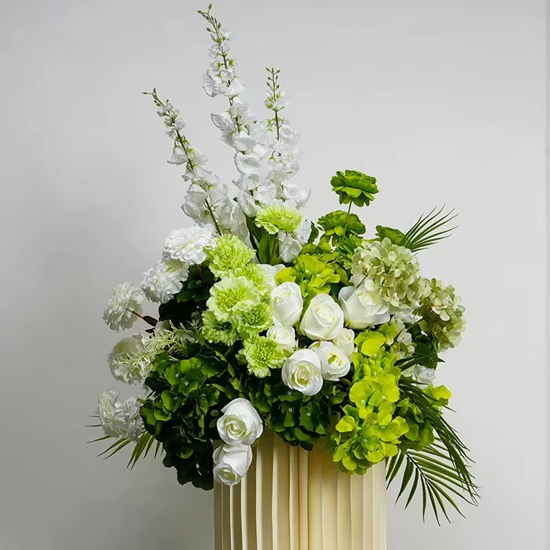 Arrangement Floral de sol d'hortensia vert