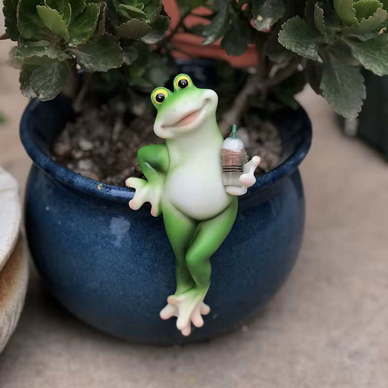Décoration de jardin en forme de grenouille pour pots
