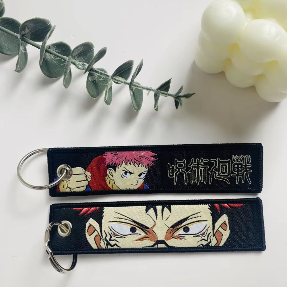 Porte-clés brodé d'anime japonais pour motos, porte-clés, porte-clés, accessoires de mode Chaveiro