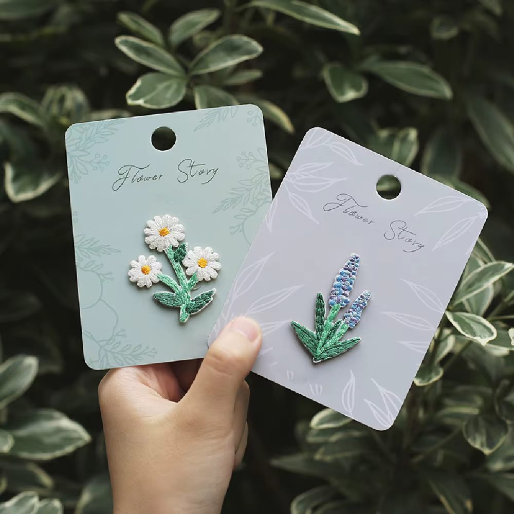 Autocollants de broderie de dessin animé de fleur mignonne
