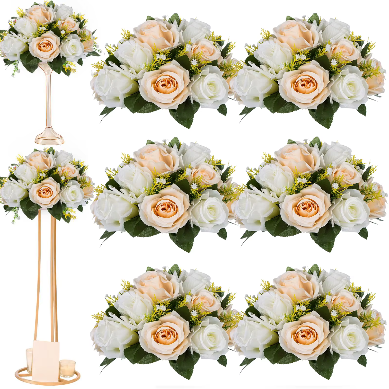 Uflower 6 pièces fleurs artificielles boule pièce maîtresse décorations de Table