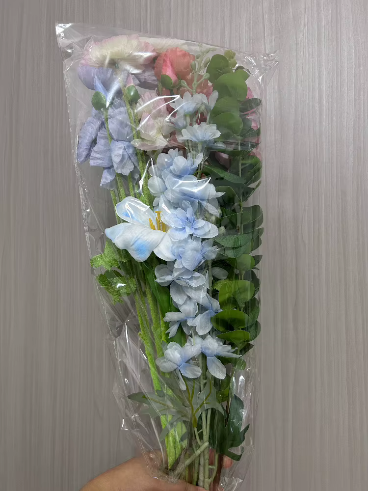 Bouquet de 11 tiges de fleurs artificielles mélangées de pavot de Inde pour l'aménagement des salons et des salles à manger
