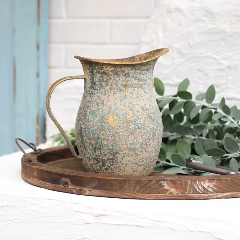 Vase à fleurs Vintage en métal galvanisé