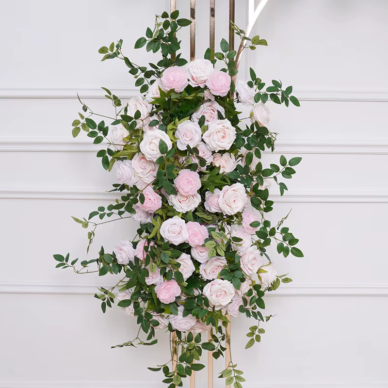 A7876 Rose vert plante vigne feuille d'érable fleur Arrangement décor pour mariage toile de fond arc cadre accrocher rangée florale scène accessoires