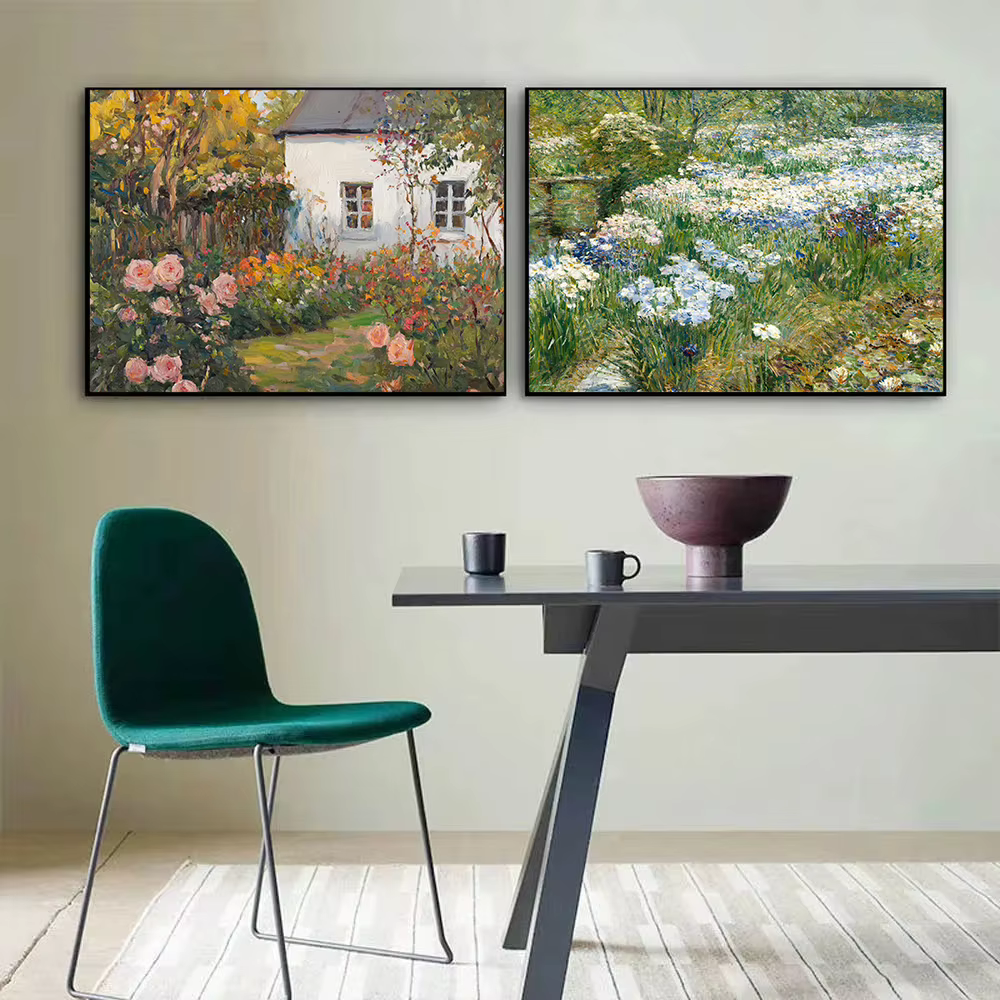 Paysage Floral rétro français inspiré de Monet