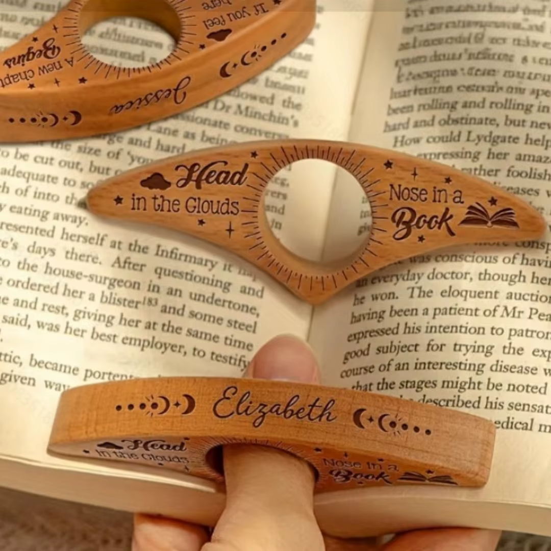 1 pièce d'accessoire de lecture pour lecteurs paresseux à une main, marque-page en bois pour le pouce, marque-page d'aide à la lecture, clip de page portable et presse-livre