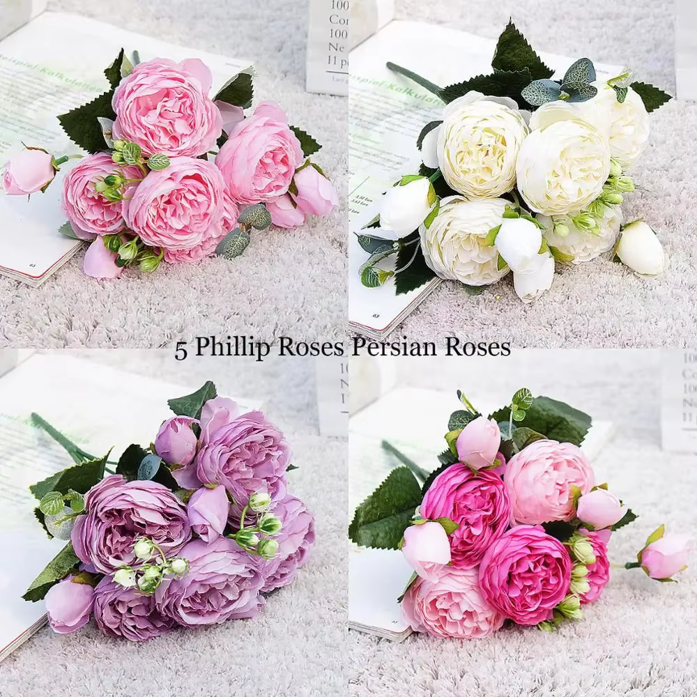 2024 belle Rose pivoine fleurs artificielles en soie petit bouquet flores maison fête printemps décoration de mariage fausse fleur