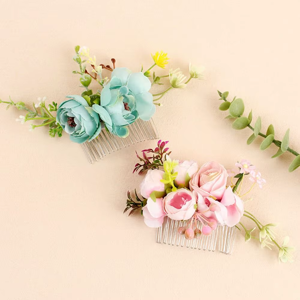 Peigne à cheveux fleur pour patients élégants, ornements de cheveux en cristal, mariage rustique, floral, cuir chevelu féminin, accessoires pour mariées