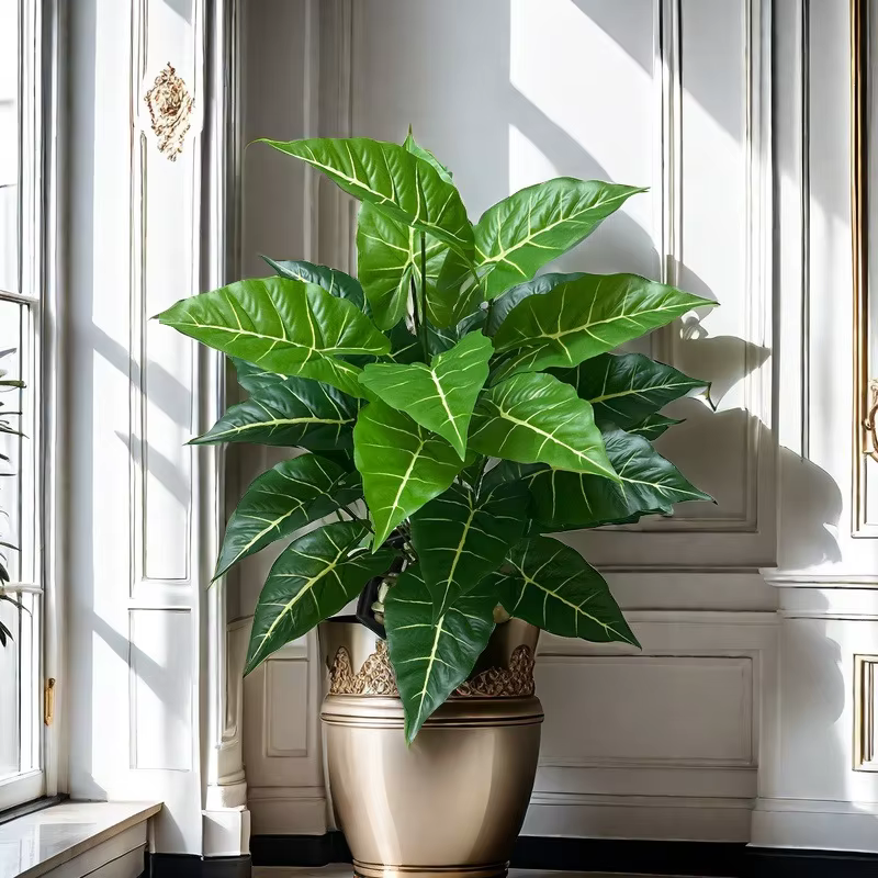 Artificial Alocasia Sarian Plant - Realistic Faux Potted Greenery for Indoor/Outdoor