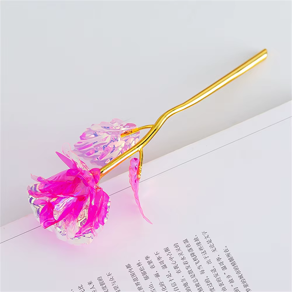 Rose dorée artificielle 18cm 24k