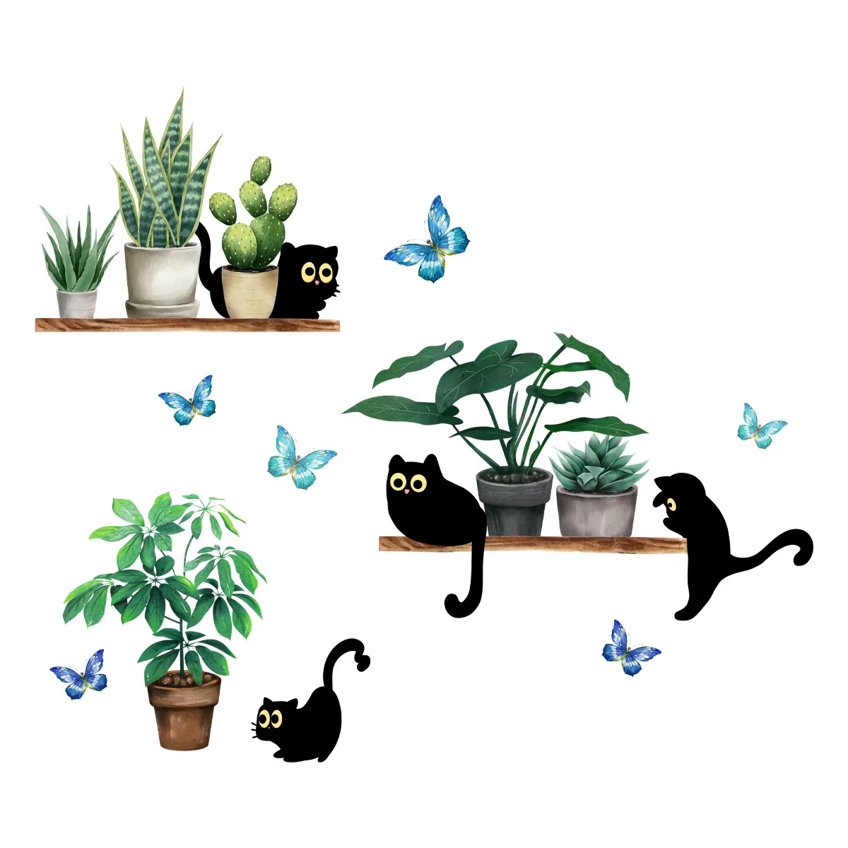 Autocollant Mural plante verte en pot