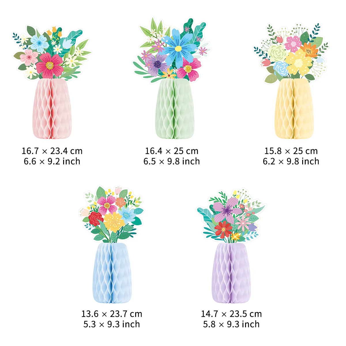 5 pièces de centres de table en nid d'abeille à fleurs sauvages