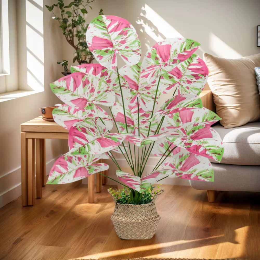 Feuilles d'alocasie artificielles colorées 55-80CM