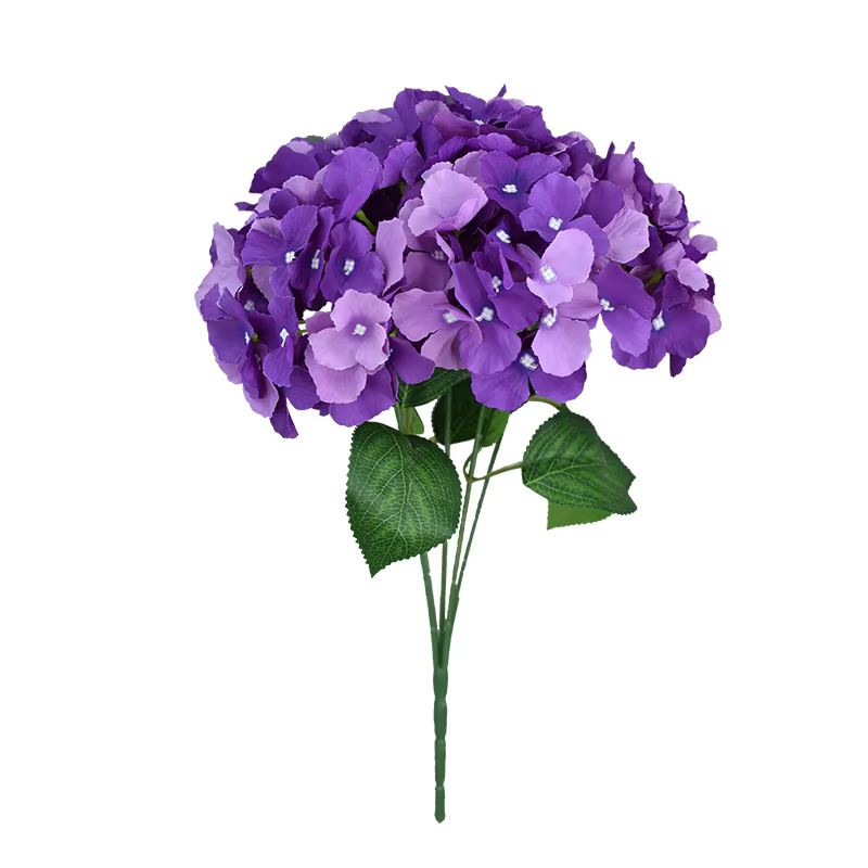 Un bouquet d'hortensia artificiel fleur 5 fourchettes 135 pétales soie Hortensia