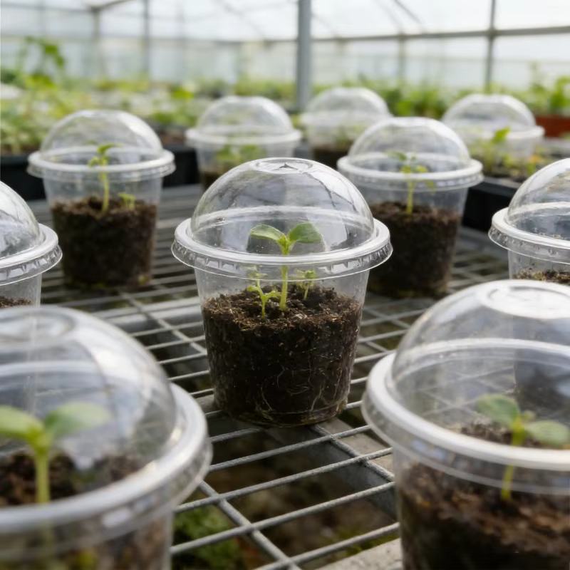 Pots de pépinière transparents avec couvercles