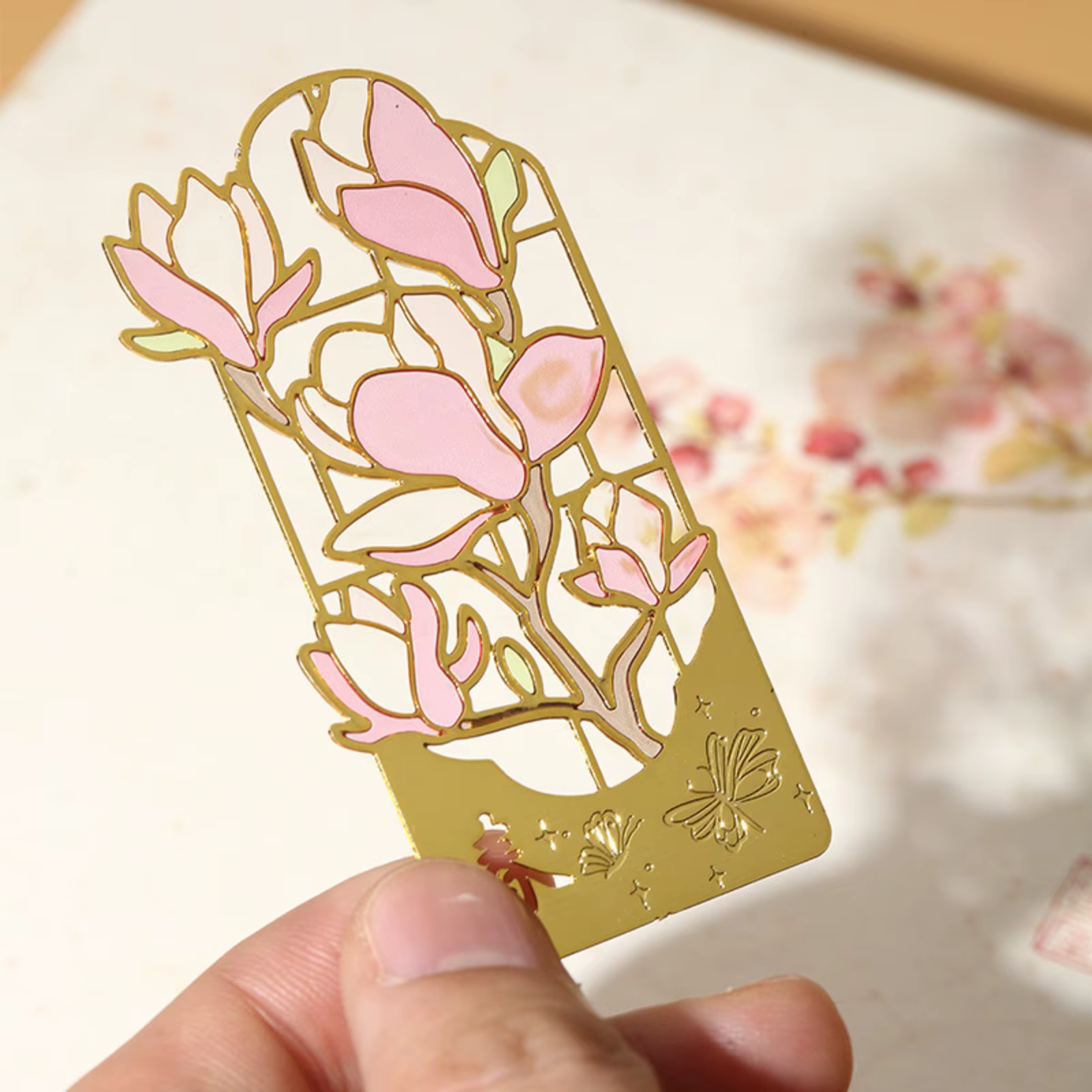 Marque-pages en métal à motif floral ajouré quatre saisons