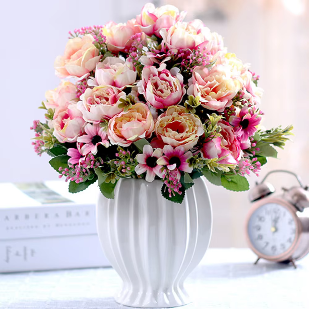 Bouquet de fleurs de pivoine artificielles en soie