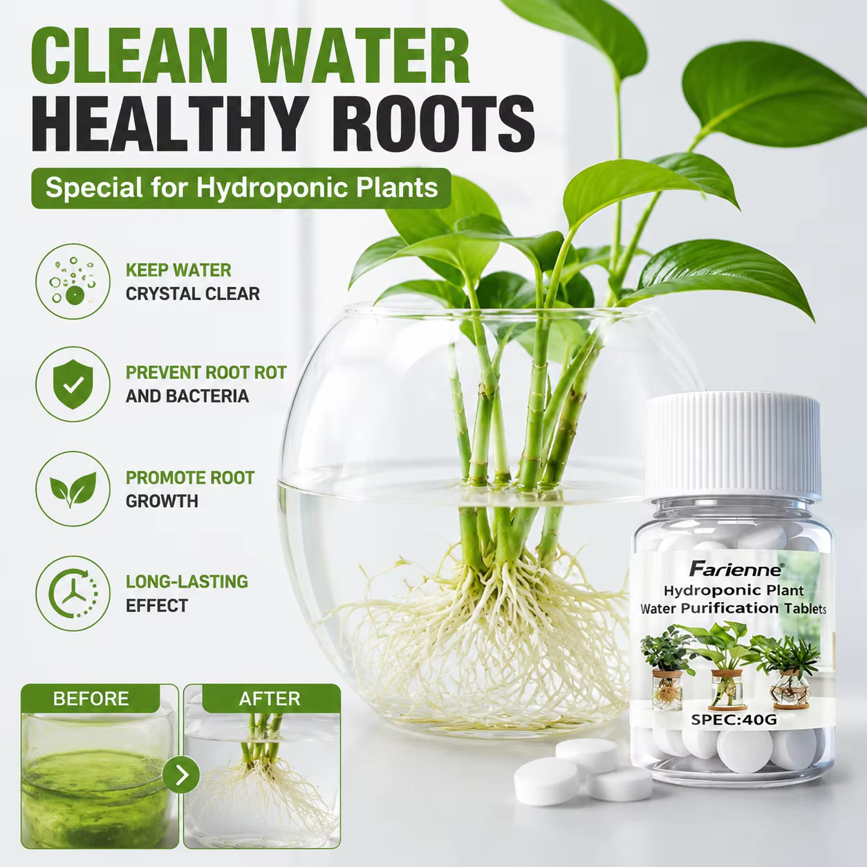Comprimés de purification d'eau pour plantes hydroponiques