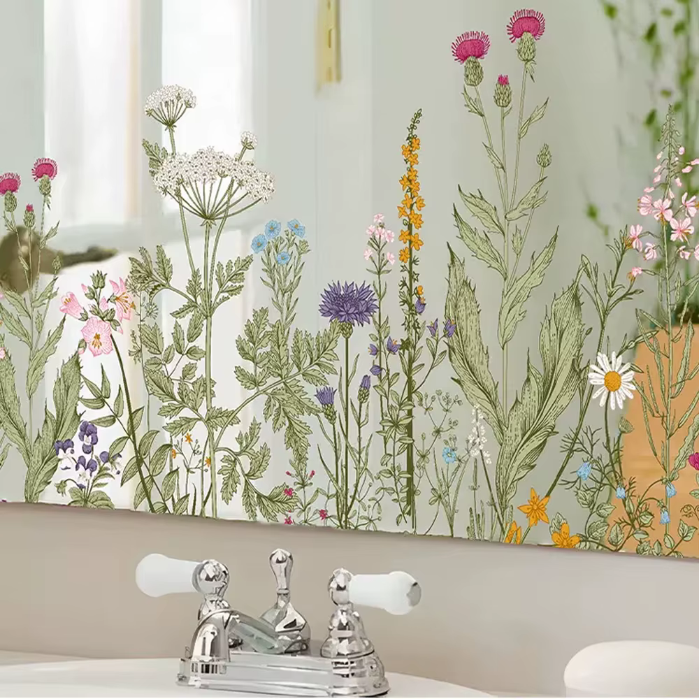 Autocollants muraux de fleurs sauvages pour dosseret de cuisine