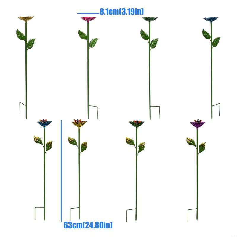 Jeu 4 piquets jardin fleurs en métal pour l'extérieur