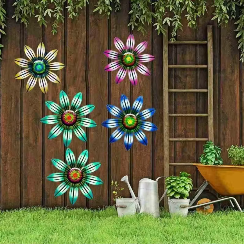 Décoration murale en fer forgé en forme de tournesol