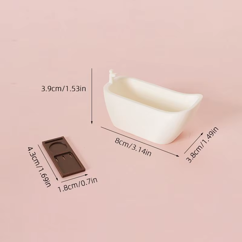 Baignoire de Simulation Miniature pour maison de poupée, avec plateau, modèle de maison de poupée, meubles de salle de bain, décoration, jouets de Simulation, 1/12