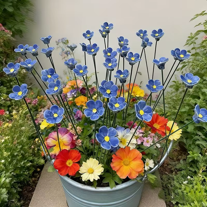 6/8/10 pièces de fleurs éternelles en céramique artisanales