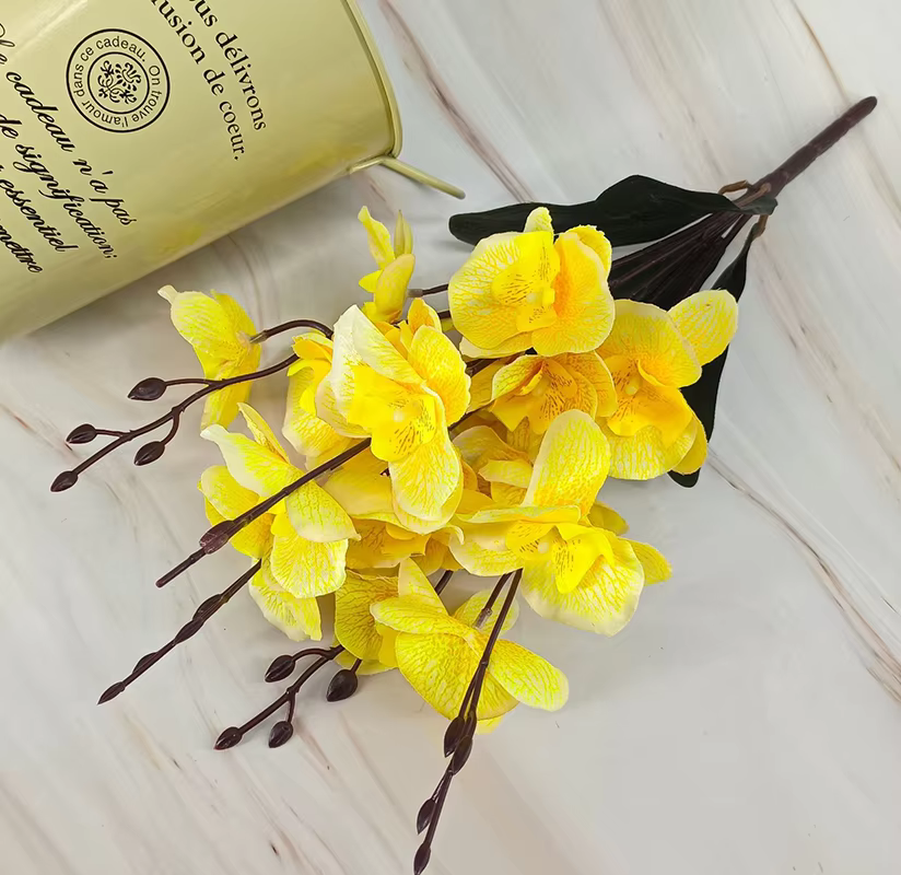 Fleur artificielle d'orchidée papillon à 5 fourchues