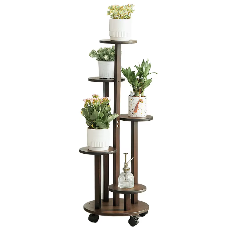 Support roulant pour plantes en bambou