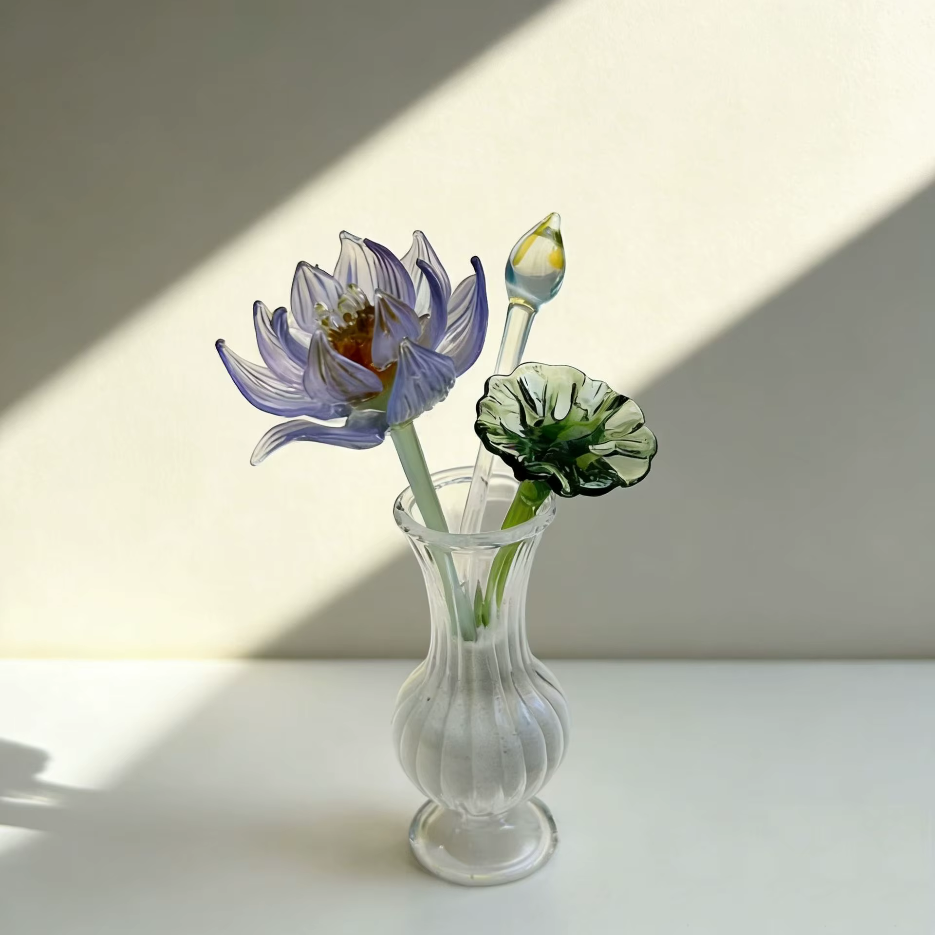 Mini décoration en verre en forme de fleur de lotus | Ornement
