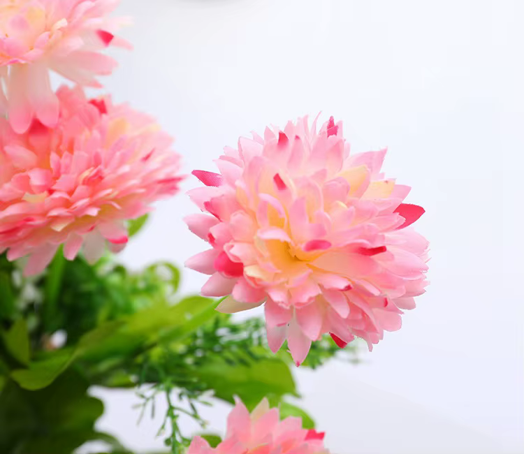 Bouquet de 10 chrysanthèmes polychromes artificiels en soie