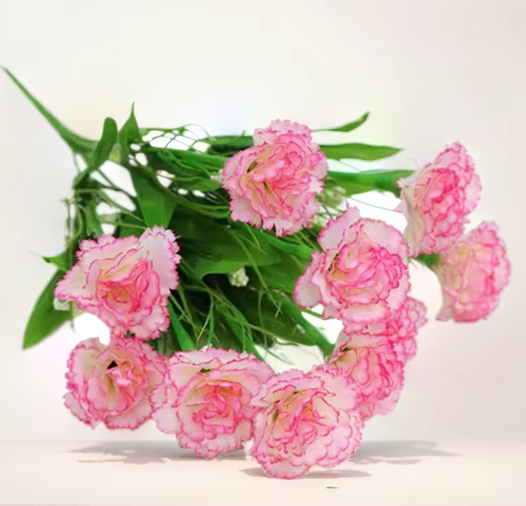 1 Bouquet de fleurs artificielles en soie d'oeillets