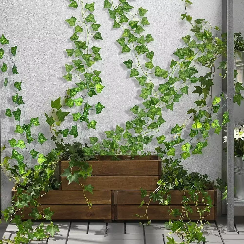 Guirlande de feuilles de lierre artificielles vertes