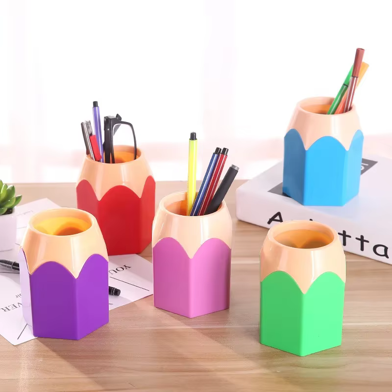 Porte-stylo en forme de crayon, 1 pièce, support de rangement pour stylos, organisateur de papeterie de bureau, fournitures scolaires pour enfants
