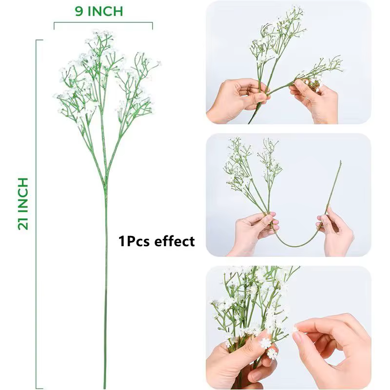 1 pièce de fleurs artificielles Gypsophila de 63 cm