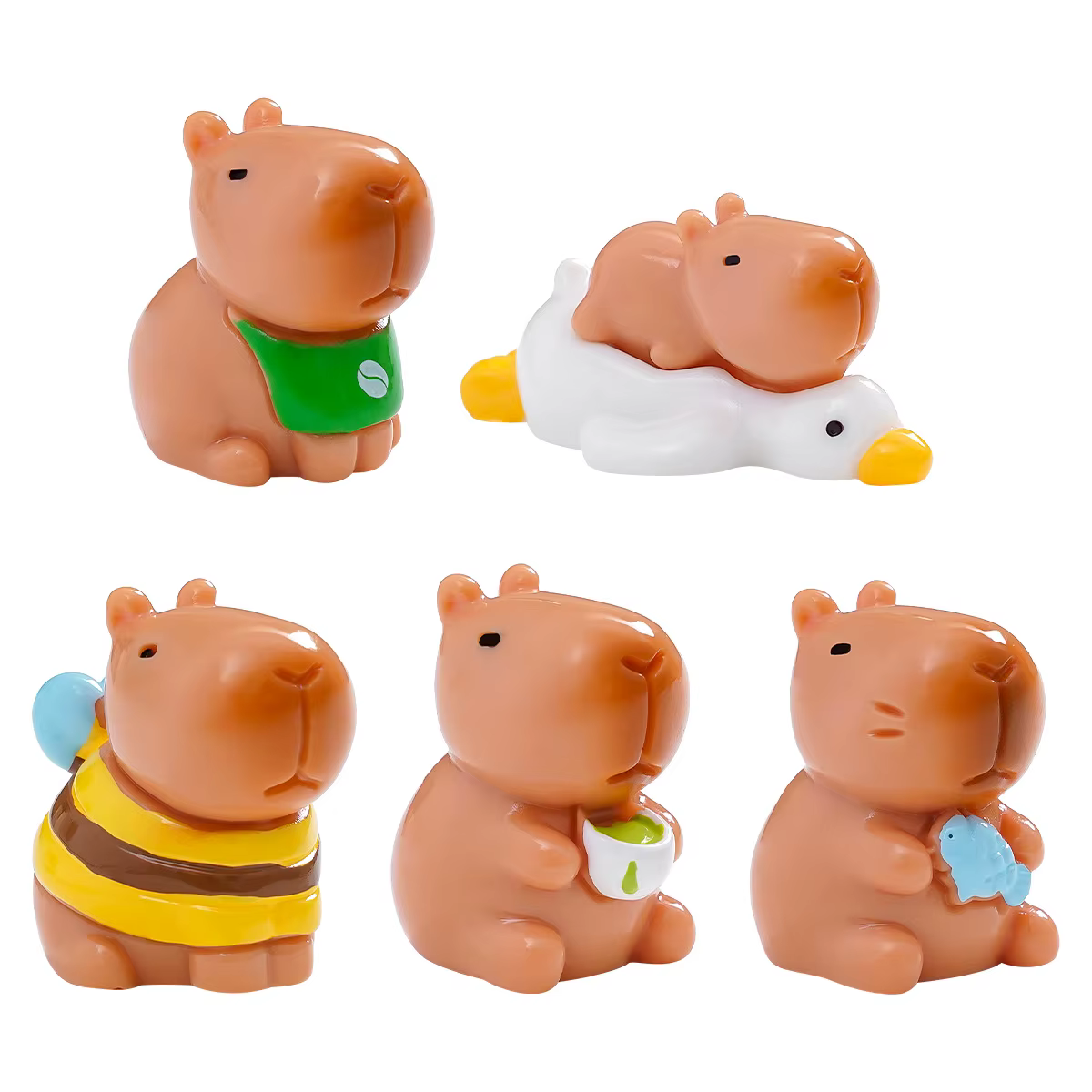 Lot de 5 figurines mignonnes en résine Capybara
