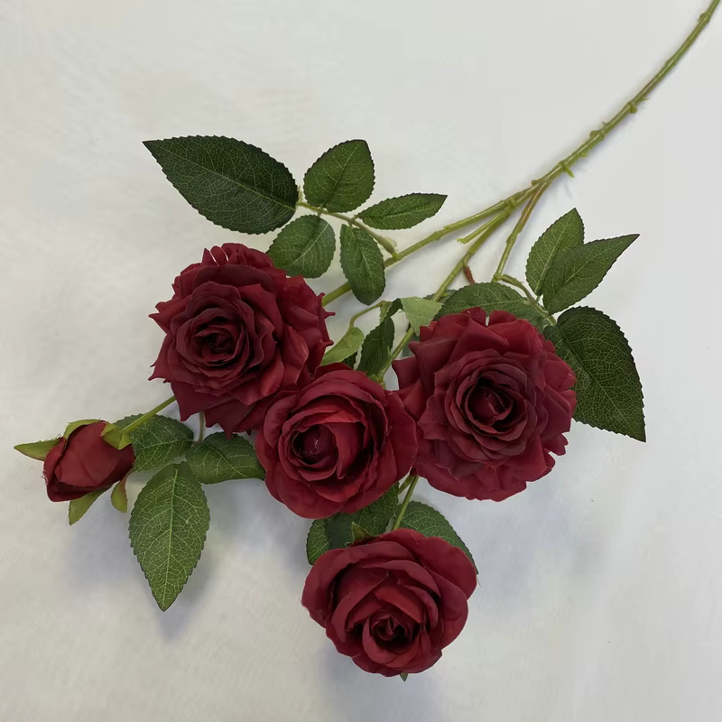 Nordique 5 têtes orchidée coeur corne Rose fleurs artificielles mariage soie fausse fleur Simulation Roses blanches branche décoration de jardin