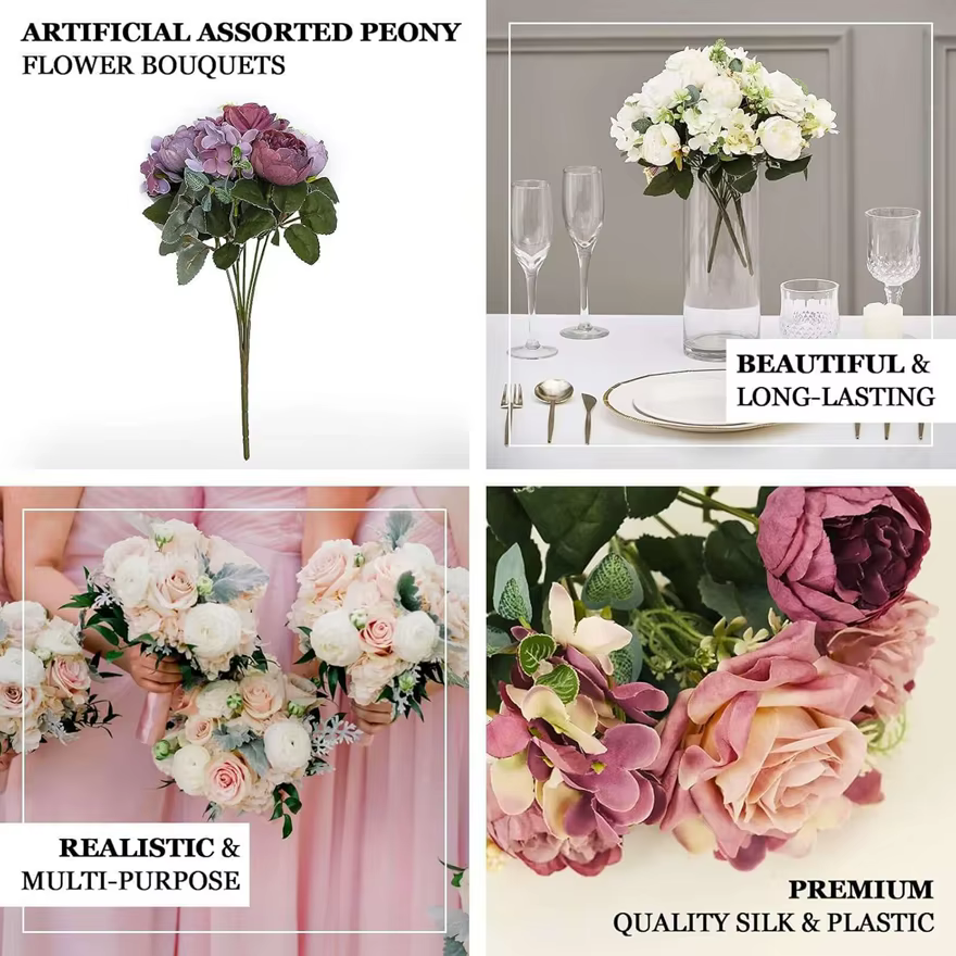 Pas cher En Soie Hortensia Printemps Jardin De Mariage Roses Bouquet De Mariée Festival Décoration Vase Maison Chambre Fausse Pivoine Fleurs Artificielles