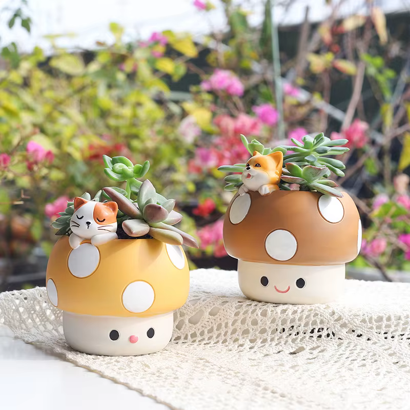 Pot de plantes succulentes en forme de champignon créatif