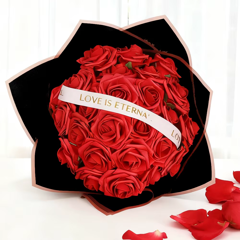 Rose rouge fleurs artificielles bricolage Bouquets 25 pièces ensemble PE Roses fausse fleur pour centres de table de fête de mariage décor cadeaux de saint valentin